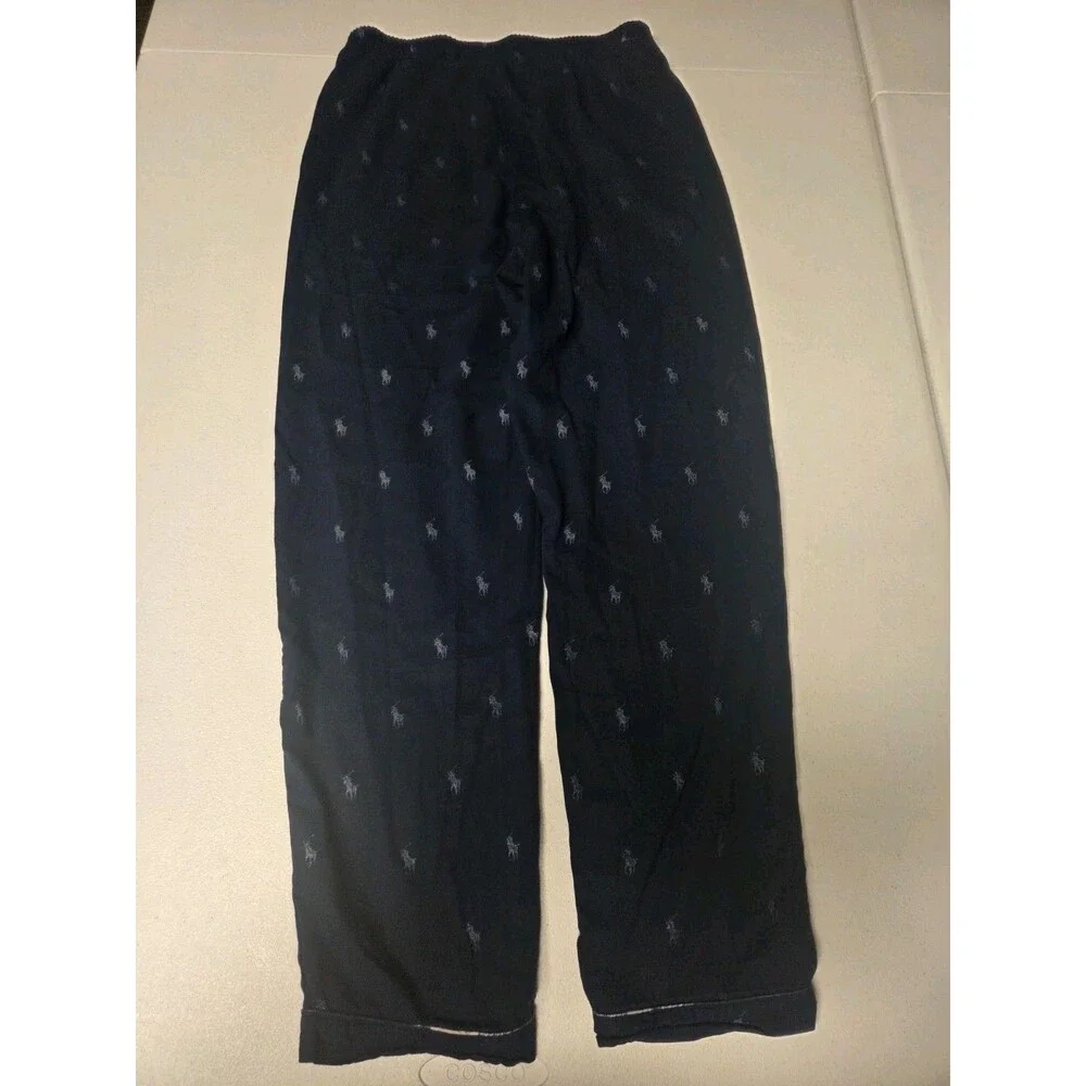 Polo Ralph Lauren Pony Woven Kids Long Sleeve Pajamas 2-Piece Set Navy Size 12